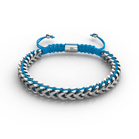 Bleu x Argent | Bracelet chaîne de blé Gaia